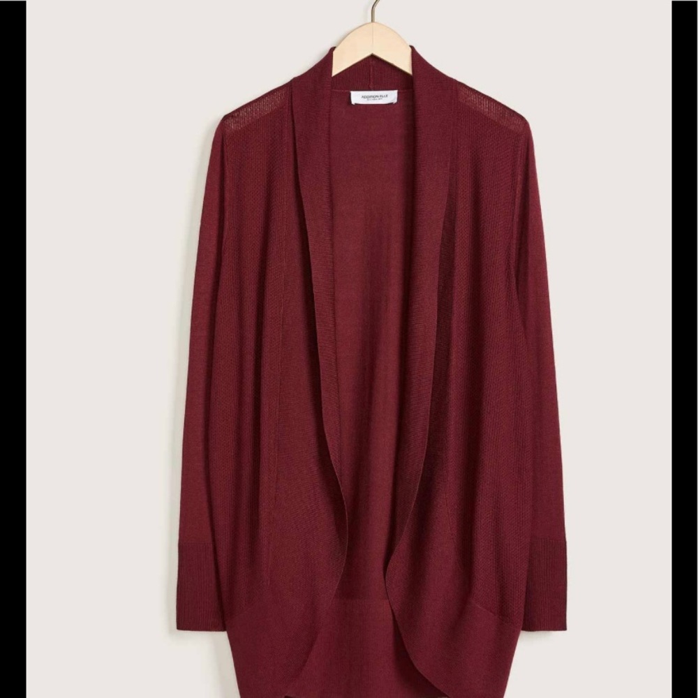Long Sleeve Cardigan with Shawl Collar - Addition Elle
Size 1X (Red Wine)